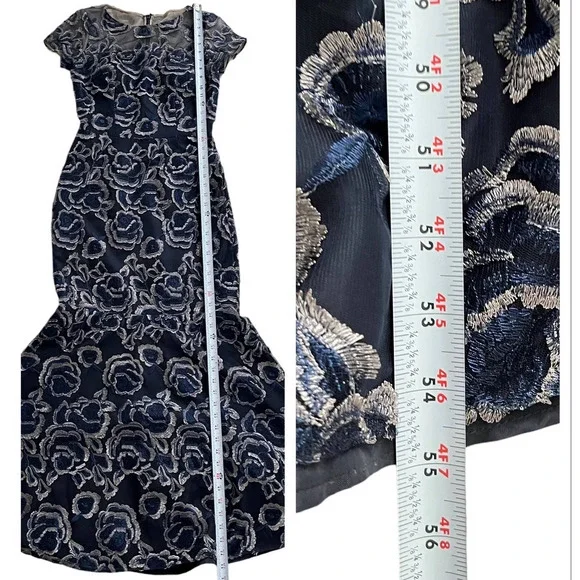 DAVID MEISTER FLORAL JACQUARD FULL LENGTH GOWN Women Size 2 - Picture 13 of 16